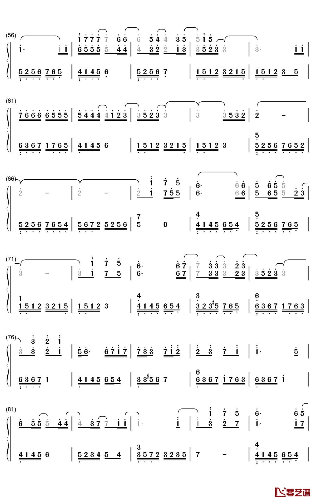 muyuuka钢琴简谱 数字双手