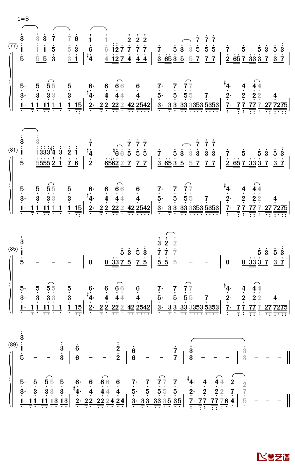 モラトリアム钢琴简谱 数字双手