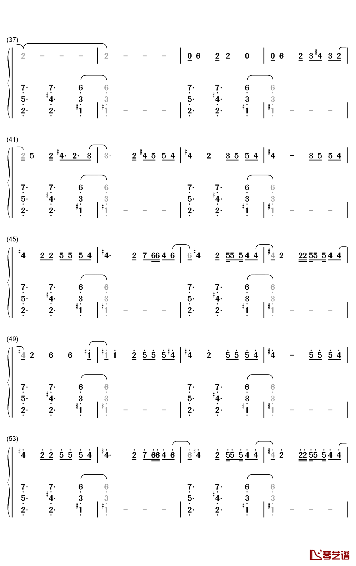 daisies钢琴简谱 数字双手