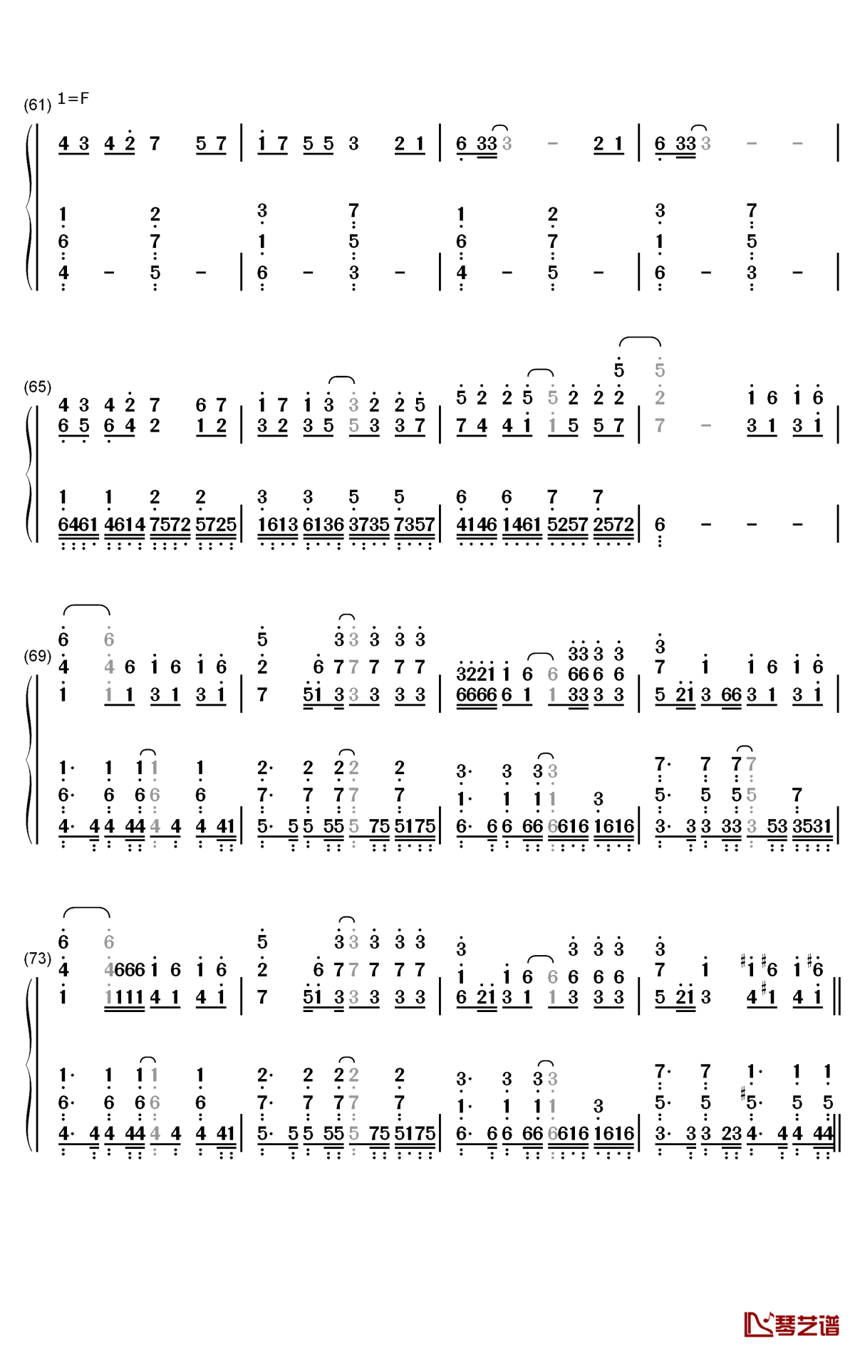 モラトリアム钢琴简谱 数字双手